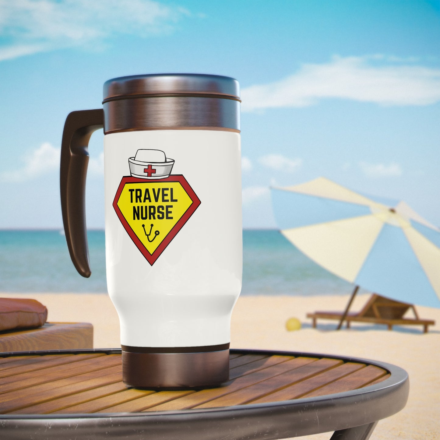 Travel Nurse Stainless Steel Travel Mug with Handle, 14oz