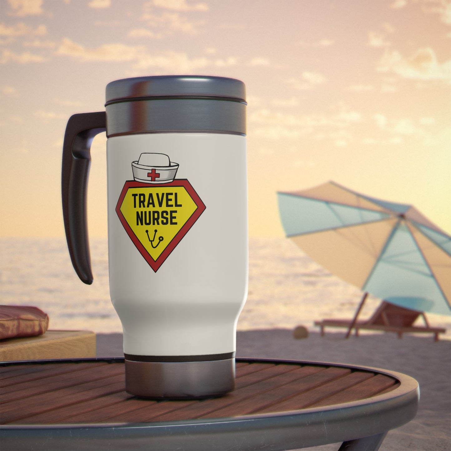 Travel Nurse Stainless Steel Travel Mug with Handle, 14oz