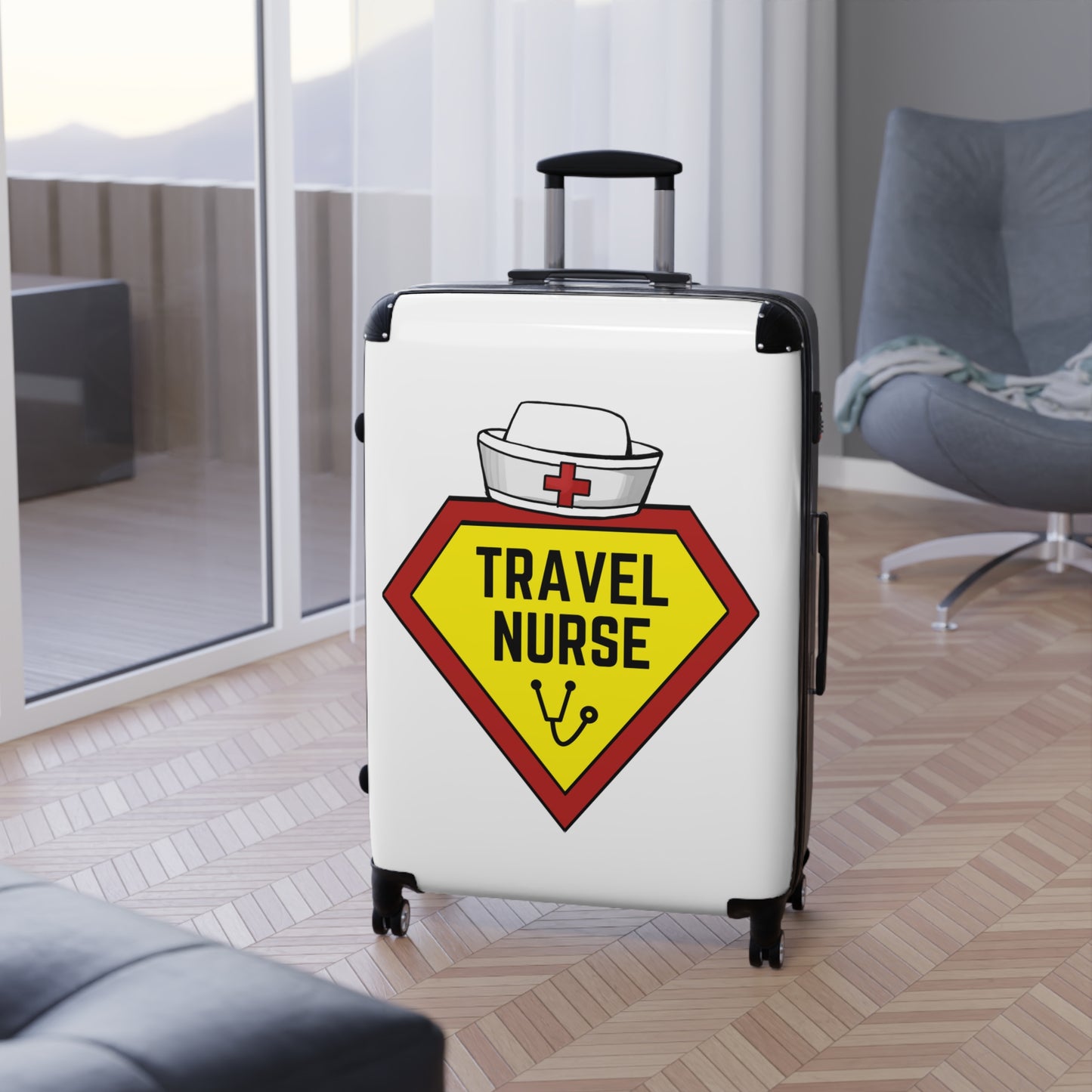 Travel Nurse Suitcase - White