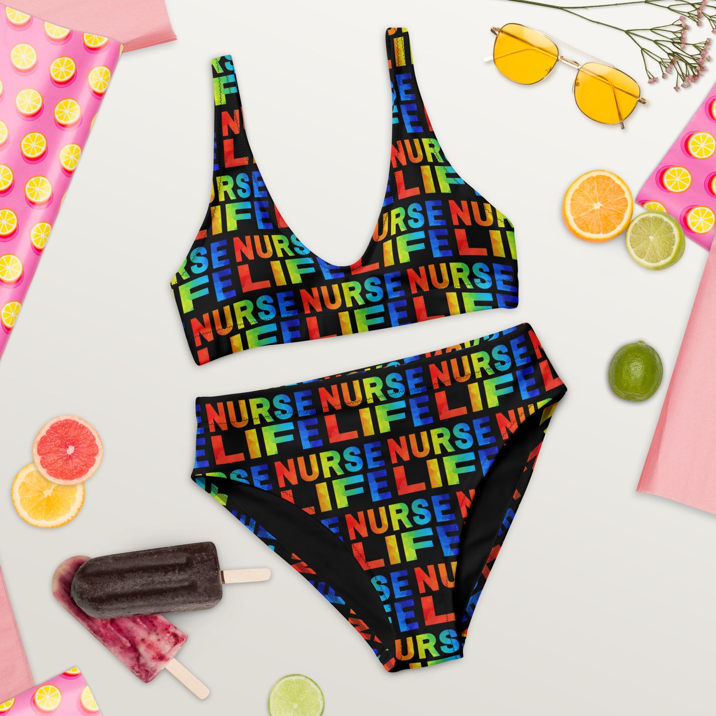 Nurse Life Recycled high-waisted bikini