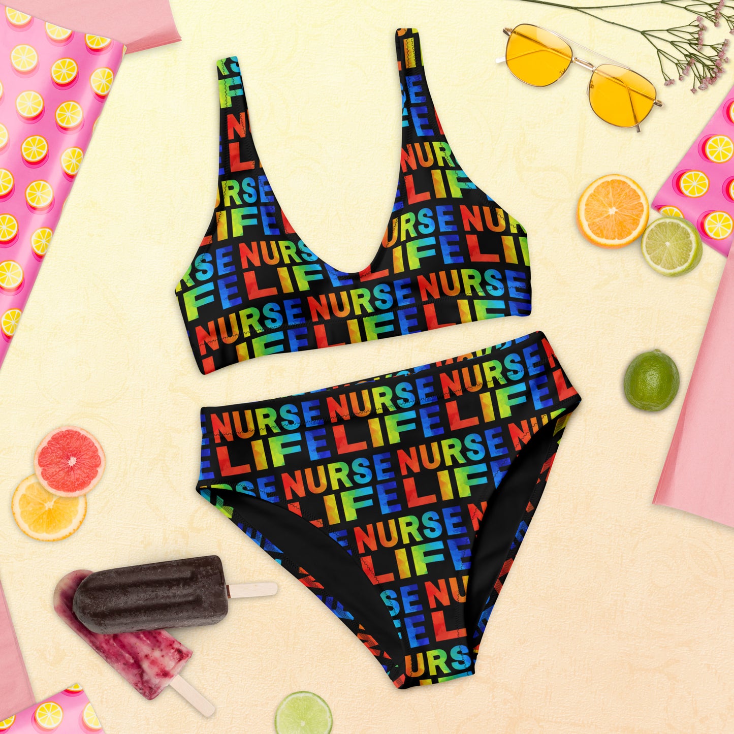 Nurse Life Recycled high-waisted bikini