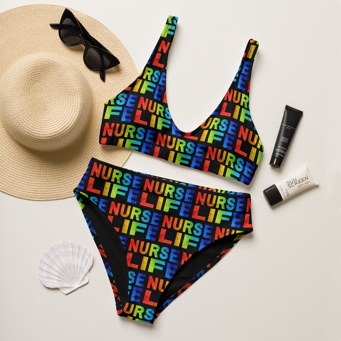 Nurse Life Recycled high-waisted bikini