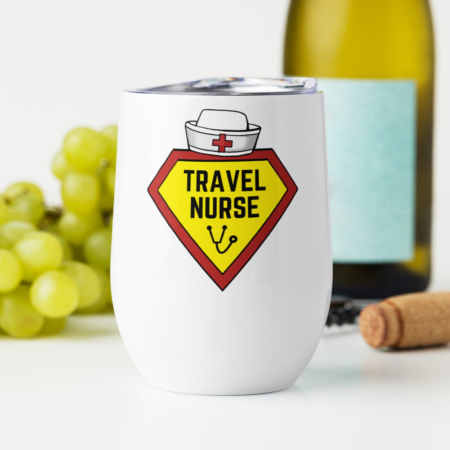 Travel Nurse Hero Wine tumbler